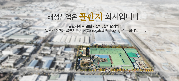태성산업은 골판지 회사입니다.골판지쉬트, 골판지상자,
			합지칼라박스, 합지칼라박스를 일관 생산하는 골판지 패키징(Corrugated Packaging) 전문회사입니다.